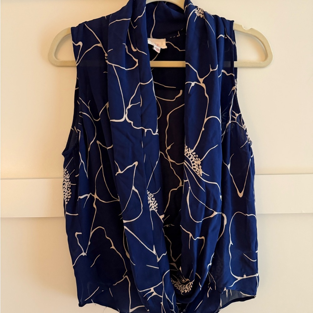 Parker Blue and White Wrap Blouse